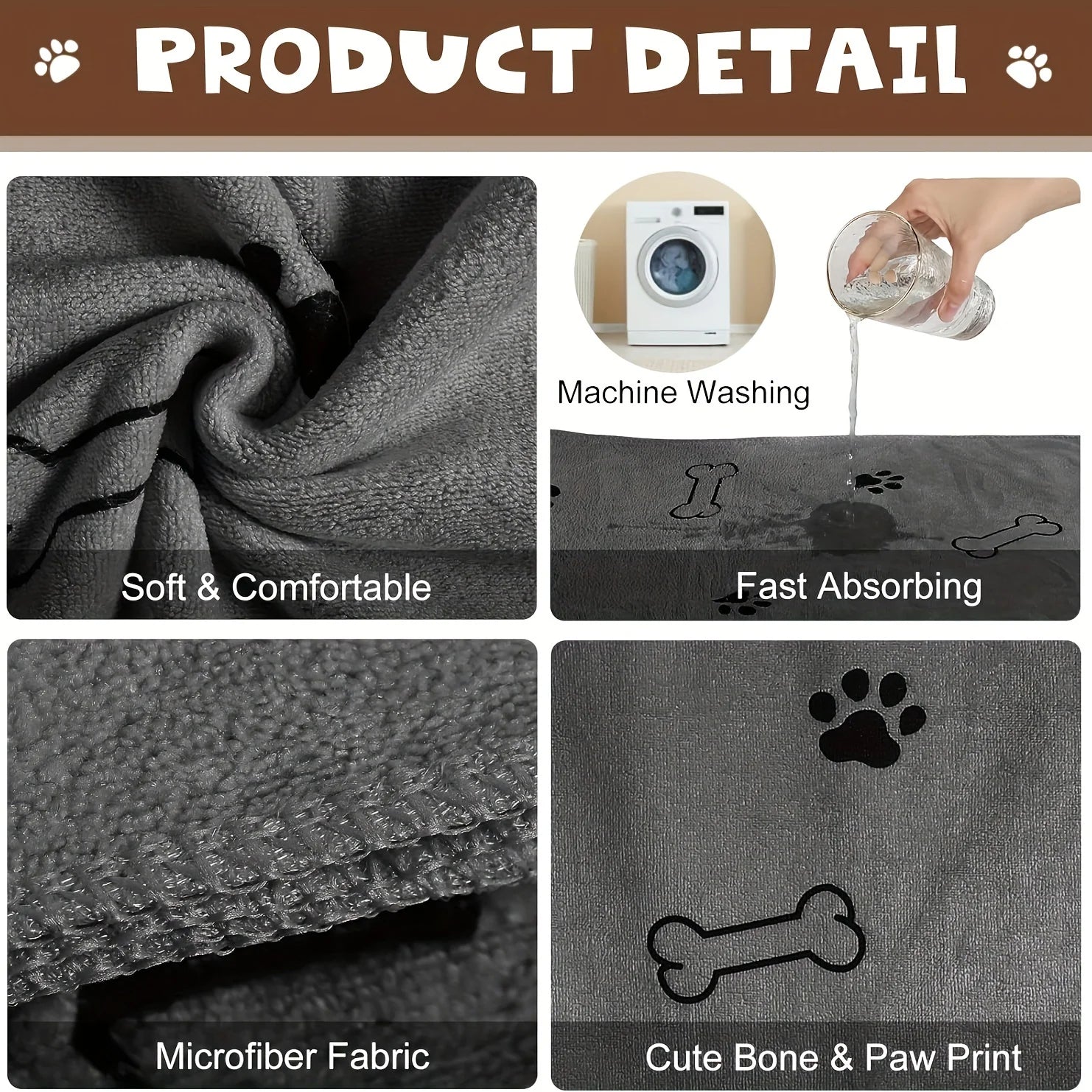 Toalla de microfibra de secado rápido para perros — súper absorbente
